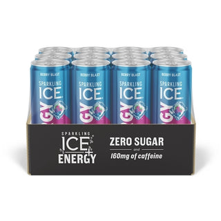 Sparkling Ice Carbonated Beverage +Energy Berry Blast, 12 Fluid Ounce, 12 Per Case