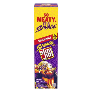 Slim Jim Meat Sticks Savage Original, 3 Ounce, 12 Per Pack, 6 Per Case