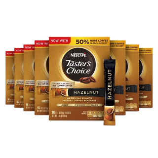 Nescafe Tasters Choice Instant Coffee Hazelnut, 1.69 Ounce, 8 Per Case