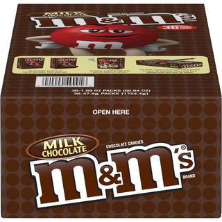 M&M's Milk Chocolate Single Bags Dispenser, 1.69 Ounce, 36 Per Pack, 9 Per Case
