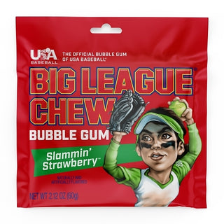Big League Chew Strawberry Pouch, 2.12 Ounce, 12 Per Pack, 9 Per Case