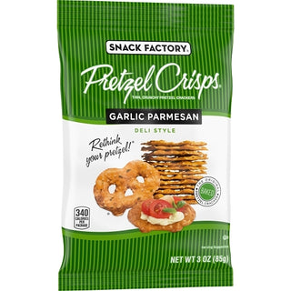 Snack Factory Pretzel Crisps Garlic Parmesan, 3 Ounce, 8 Per Case