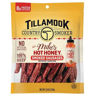 Tillamook Country Smoker Mikes Hot Honey Smoked Sausage In A Bag, 3.6 Ounce, 12 Per Case