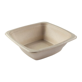 World Centric 48 Oz Square Bowls - Unbleached Plant Fiber - Compostable, 50 Each, 8 Per Case
