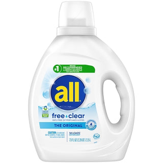 All Laundry Detergent Free And Clear, 73 Fluid Ounce, 6 Per Case