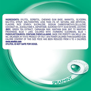Mentos Sugar Free Pure Fresh Gum Fresh Mint Curvy Bottle, 50 Piece, 6 Per Pack, 6 Per Case