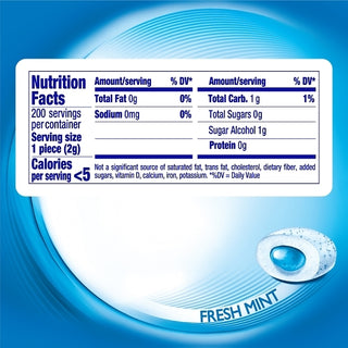 Mentos Sugar Free Pure Fresh Gum Fresh Mint Curvy Bottle, 50 Piece, 4 Per Pack, 6 Per Case