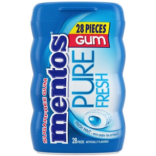 Mentos Pure Fresh Sugar-Free Chewing Gum With Xylitol, Fresh Mint, Six, 6Ct Boxes Of Gum Bottles (Total, 28 Piece, 6 Per Pack, 6 Per Case