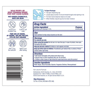 Purell Clean Refreshing Scent Canister Wipes, 1 Count, 6 Per Case