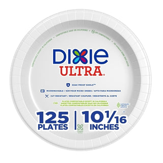 Dixie 10.125 Inch White Ultra Heavy Weight Paper Plate, 125 Count, 4 Per Case