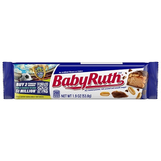 Baby Ruth Chocolate Bar, 1.9 Ounce, 24 Per Pack, 12 Per Case