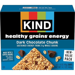 Kind Snacks Health Grains Energy Dark Chocolate Chunk, 1.4 Ounce, 10 Per Pack, 4 Per Case