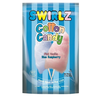 Swirlz Pink Vanilla/Blue Raspberry Cotton Candy, 3.1 Ounce, 12 Per Case