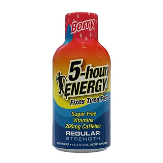 5-Hour Energy Shot Regular Strength Berry, 1.93 Fluid Ounce, 12 Per Pack, 18 Per Case