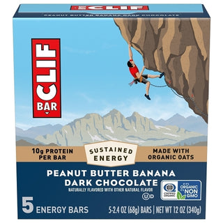 Clif Bar Peanut Butter Banana With Dark Chocolate Energy Bar, 2.4 Ounce, 5 Per Pack, 6 Per Case