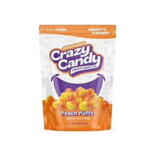 Crazy Candy Peach Puffs, 2.4 Ounce, 12 Per Case