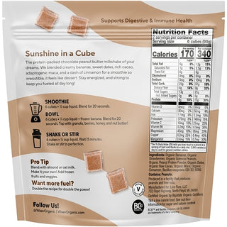 Waav Organic Organic Chocolate Peanut Butter Smoothie Cubes, 12 Count, 6 Per Case