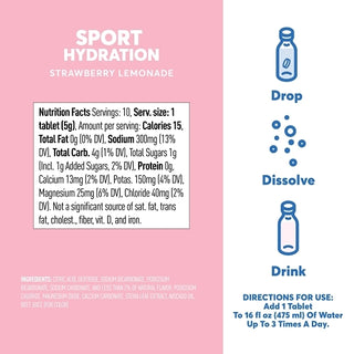 Nuun Sport Hydration Strawberry Lemon, 1.94 Ounce, 8 Per Pack, 6 Per Case