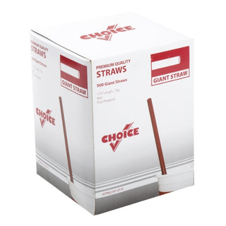 Amercare Super Jumbo Poly Wrapped Red Straw 7.75", 500 Each, 24 Per Case
