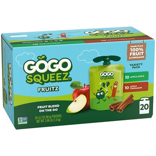 Gogo Squeez Apple & Cinnamon Applesauce Variety Pack, 20 Each, 2 Per Case