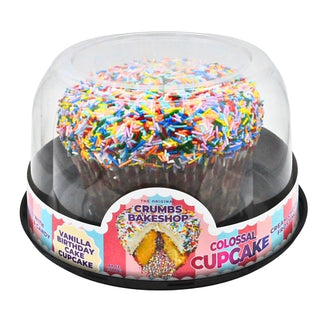 Crumbs Bakeshop Vanilla Birthday Cake Colossal Cupcake, 60 Ounce, 4 Per Case