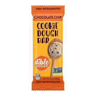 Dible Dough Refrigerated Full Size Chocolate Chip Cookie Dough Bar, 1.7 Ounce, 10 Per Pack, 2 Per Case