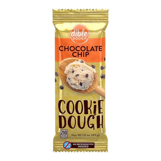 Dible Dough Shelf Stable Chocolate Chip Cookie Dough Bar, 1.6 Ounce, 10 Per Pack, 2 Per Case