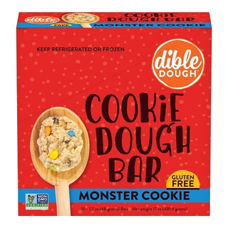 Dible Dough Refrigerated Monster Cookie Dough Bar, 1.7 Ounce, 10 Per Pack, 2 Per Case