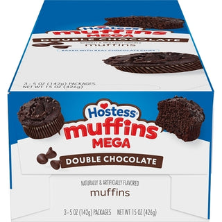 Hostess Double Chocolate Jumbo Muffin Single-Serve Frozen Case, 5 Ounce, 3 Per Pack, 12 Per Case