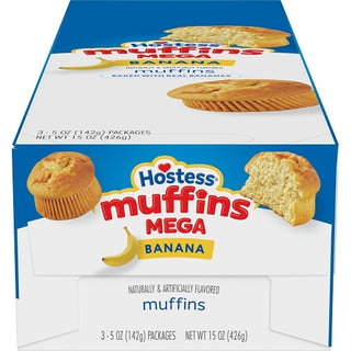 Hostess Jumbo Banana Muffin, Single-Serve Frozen Case, 5 Ounce, 3 Per Pack, 12 Per Case