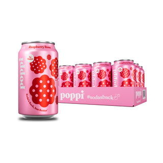 Poppi Prebiotic Soda, Raspberry Rose, 12 oz (Pack of 12)
