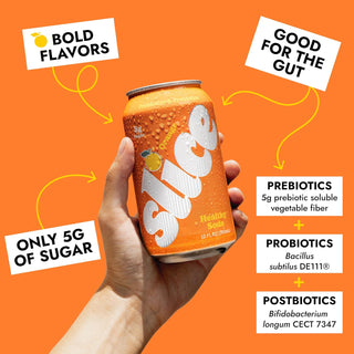 Slice Prebiotic & Probiotic Soda Pop, Orange, 12oz (Pack of 12)