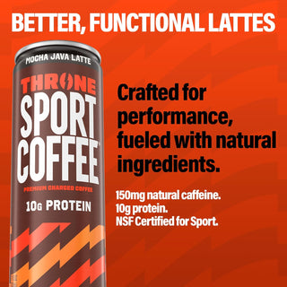 Throne Sport Cold Brew Coffee 10g Protein, Mocha Java Latte, 11oz (Pack of 12)