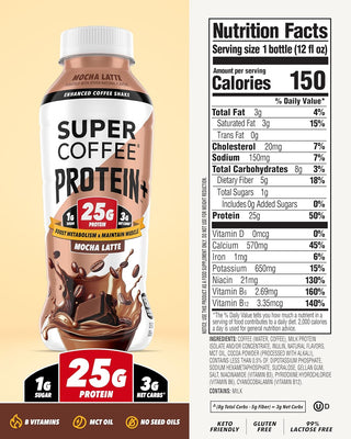 Super Coffee PROTEIN + Mocha Latte, 12oz (Pack of 12)