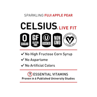 CELSIUS Sparkling Energy Drink, Fuji Pear Apple, 12oz (Pack of 12)