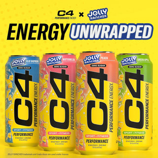Cellucor C4 Performance Zero Sugar Energy Drink, Jolly Rancher Peach, 16 oz (Pack of 12)