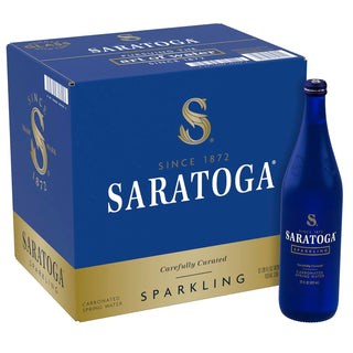 Saratoga Carbonated Sparkling Spring Water, 28 oz Glass Bottles (Pack of 12)