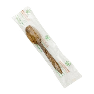 The Sustainable Agave Company 6" Agave Brown Spoon - Wrapped In Biofilm, 600 Piece