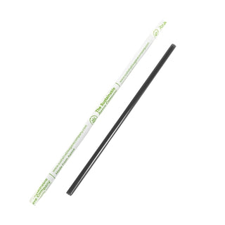 The Sustainable Agave Company 8" Agave Black Regular Straws - Wrapped, 5000 Piece