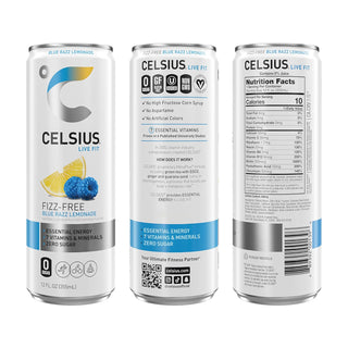 CELSIUS Fizz-Free Energy Drink, Blue Razz Lemonade, 12oz (Pack of 12)