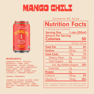 De La Calle Tepache Modern Mexican Soda, Mango Chili, 12oz (Pack of 12)