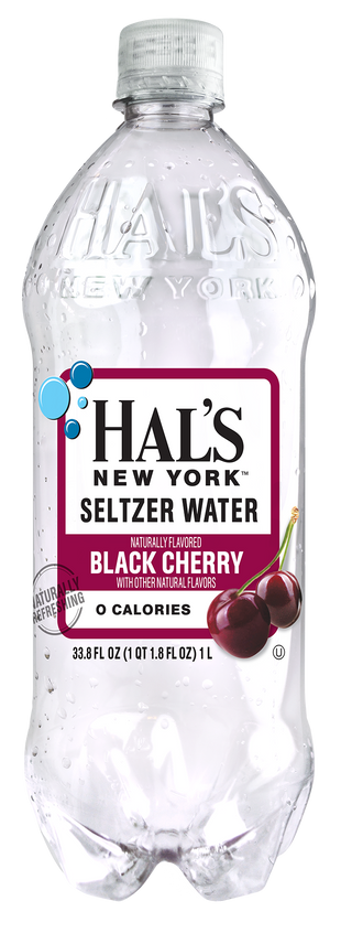 Hal's New York Seltzer Water, Black Cherry, 1 Liter (Pack of 15)