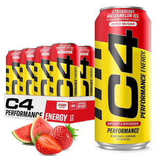 Cellucor C4 Performance Zero Sugar Energy Drink, Strawberry Watermelon Ice, 16oz (Pack of 12)