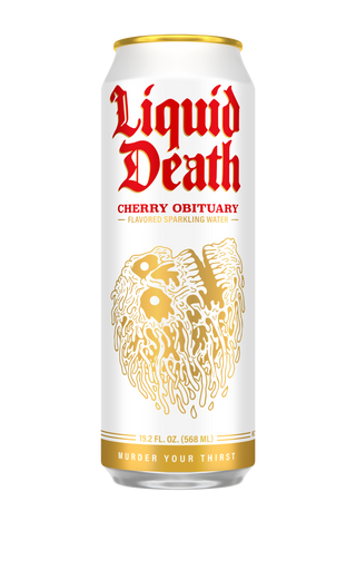 Liquid Death Sparkling Water, Cherry Obituary, 19.2oz King Size (Pack of 12)