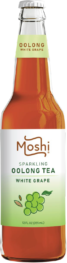Moshi Sparkling Oolong Tea, White Grape, 12oz (Pack of 12)