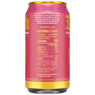 Liquid Death Flavored Sparkling Water, Strawberry Terror, 12oz (Pack of 12)