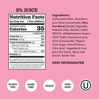 Slice Prebiotic & Probiotic Soda Pop, Strawberry, 12oz (Pack of 12)