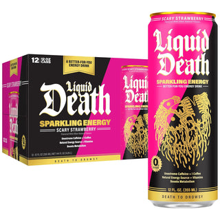Liquid Death Sparkling Energy, Scary Strawberry, 12oz 12 Pack