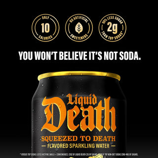 Liquid Death Sparkling Water, Squeezed to Death, 12oz (Pack of 12)