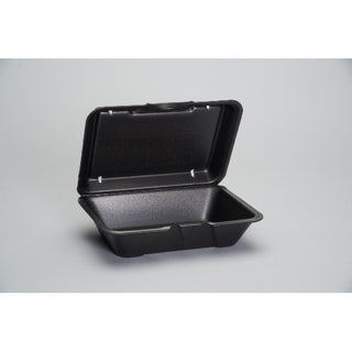 Genpak 9.19 Inch X 6.5 Inch X 2.875 Inch Black Large Deep All Purpose Foam Hinged Container, 100 Each, 100 Per Pack, 2 Per Case